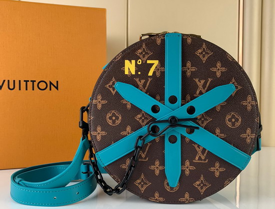 Louis Vuitton Wheel Box Monogram Coated Canvas with Blue Cowhide Leather Trim Replica