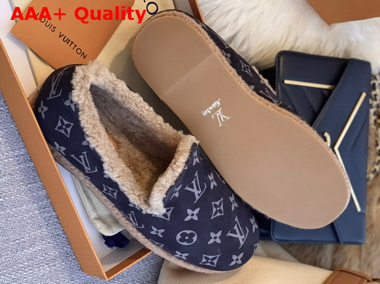 Louis Vuitton Winter Flat Loafer in Black Monogram Suede Calf Leather and Shearling Replica