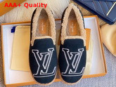 Louis Vuitton Winter Flat Loafer in Black Suede Calf Leather and Shearling Replica