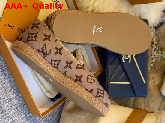 Louis Vuitton Winter Flat Loafer in Brown Monogram Suede Calf Leather and Shearling Replica