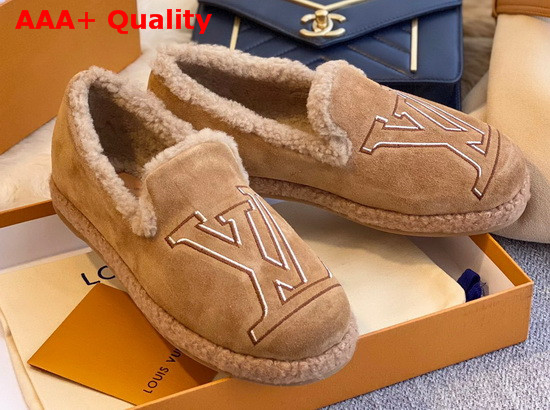 Louis Vuitton Winter Flat Loafer in Brown Suede Calf Leather and Shearling Replica