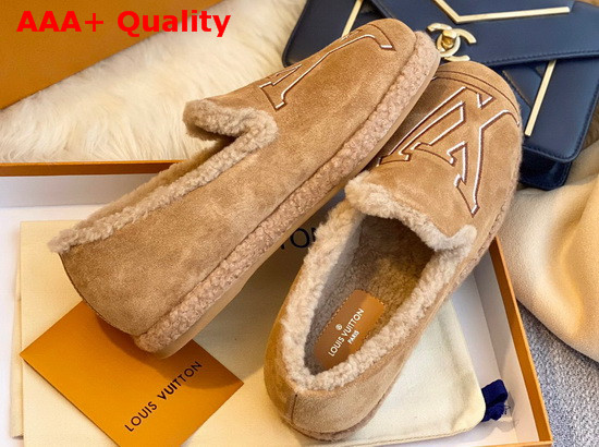 Louis Vuitton Winter Flat Loafer in Brown Suede Calf Leather and Shearling Replica