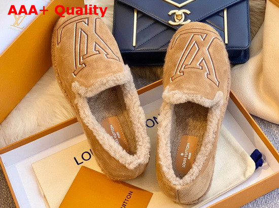 Louis Vuitton Winter Flat Loafer in Brown Suede Calf Leather and Shearling Replica