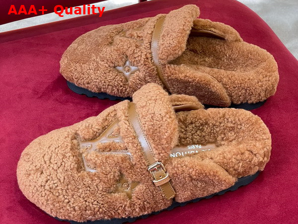 Louis Vuitton Winterbreak Flat Comfort Mule in Brown Shearling Replica