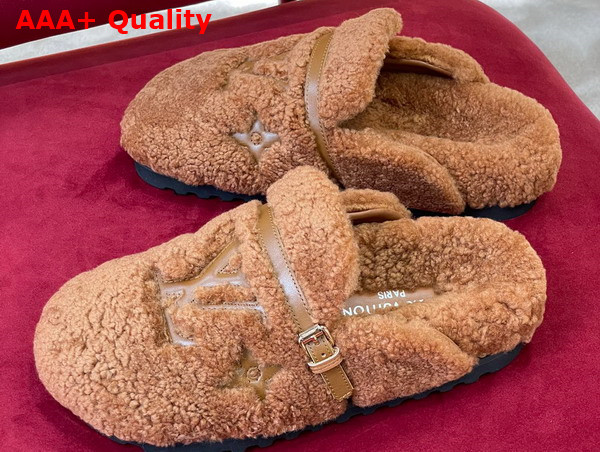 Louis Vuitton Winterbreak Flat Comfort Mule in Brown Shearling Replica