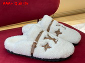 Louis Vuitton Winterbreak Flat Comfort Mule in White Shearling Replica