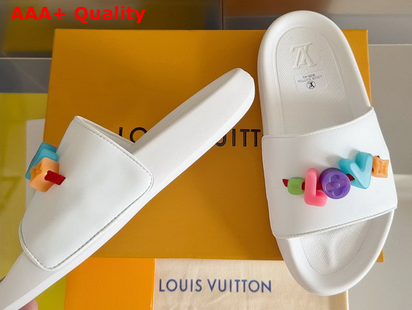 Louis Vuitton Women Rubber Mule in White with Resin Monogram Flower Replica