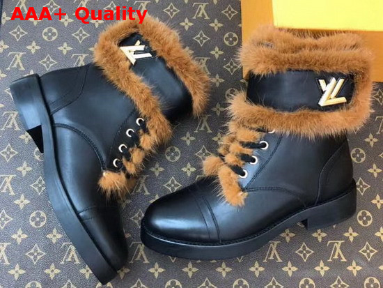 Louis Vuitton Wonderland Flat Ranger Black Calfskin Leather and Mink Fur 1A4G5G Replica