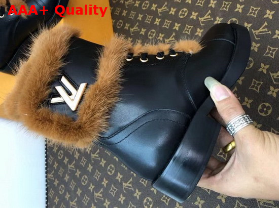 Louis Vuitton Wonderland Flat Ranger Black Calfskin Leather and Mink Fur 1A4G5G Replica