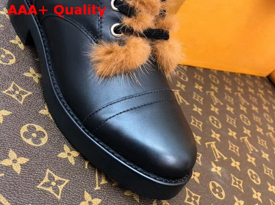 Louis Vuitton Wonderland Flat Ranger Black Calfskin Leather and Mink Fur 1A4G5G Replica