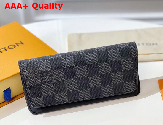 Louis Vuitton Woody Glasses Case Damier Graphite Canvas and Calf Leather Replica