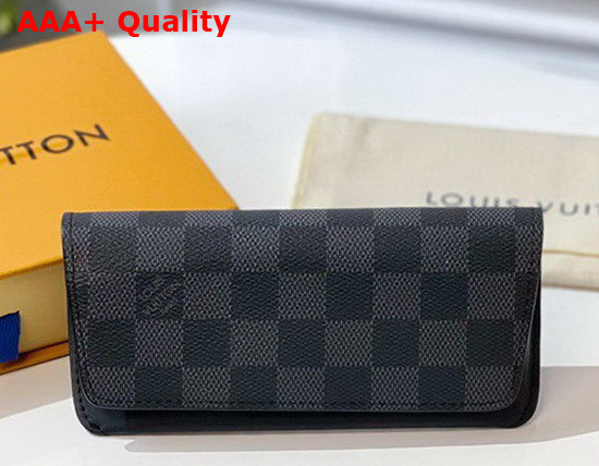 Louis Vuitton Woody Glasses Case Damier Graphite Canvas and Calf Leather Replica