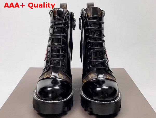 Louis Vuitton World Tour Star Trail Ankle Boot Black Calf Leather and Monogram Canvas Replica