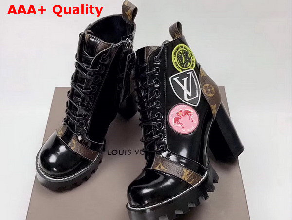 Louis Vuitton World Tour Star Trail Ankle Boot Black Calf Leather and Monogram Canvas Replica