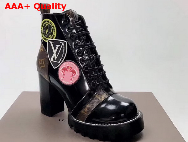 Louis Vuitton World Tour Star Trail Ankle Boot Black Calf Leather and Monogram Canvas Replica