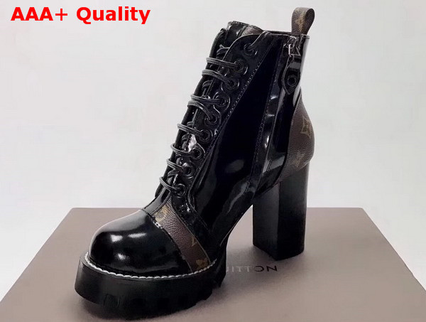 Louis Vuitton World Tour Star Trail Ankle Boot Black Calf Leather and Monogram Canvas Replica