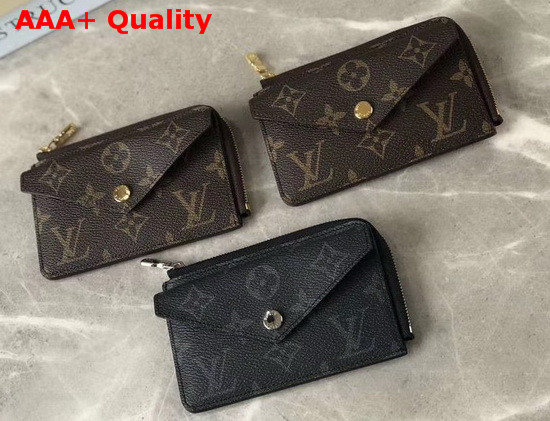 Louis Vuitton Zippy Coin Card Holder Monogram Canvas and Black Taiga Leather Replica