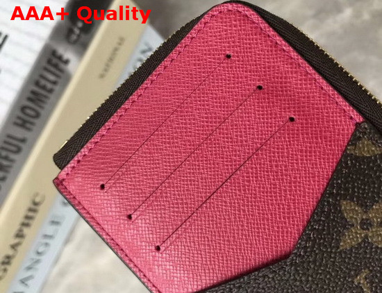 Louis Vuitton Zippy Coin Card Holder in Monogram Canvas and Fuchsia Taiga Leather Replica