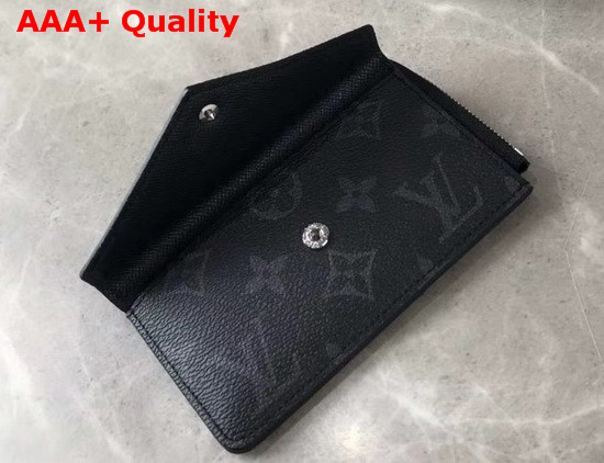 Louis Vuitton Zippy Coin Card Holder in Monogram Eclipse Canvas and Black Taiga Leather Replica