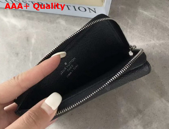 Louis Vuitton Zippy Coin Card Holder in Monogram Eclipse Canvas and Black Taiga Leather Replica