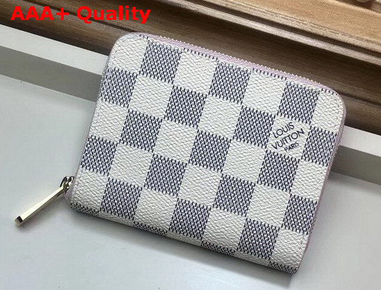 Louis Vuitton Zippy Coin Purse Damier Azur Canvas with a Leather Lining in Pale Pink Rose N60229 Replica