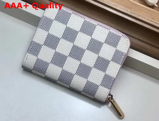 Louis Vuitton Zippy Coin Purse Damier Azur Canvas with a Leather Lining in Pale Pink Rose N60229 Replica