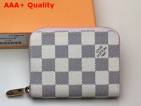 Louis Vuitton Zippy Coin Purse Damier Azur Canvas with a Leather Lining in Pale Pink Rose N60229 Replica