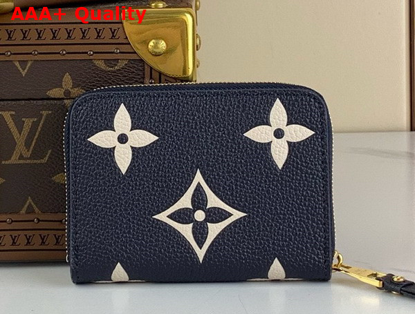 Louis Vuitton Zippy Coin Purse Navy Blue Cream Bicolor Monogram Empreinte Leather M83606 Replica