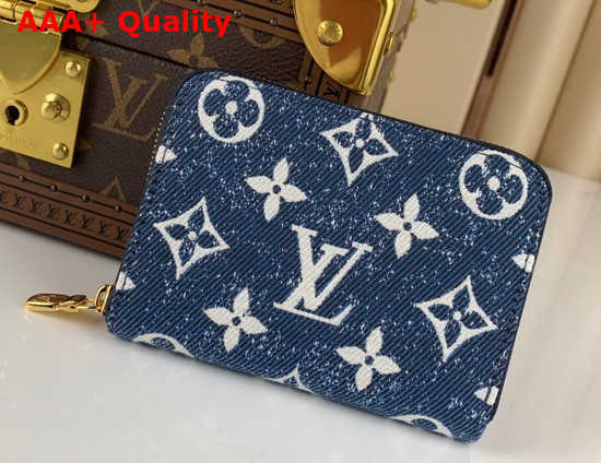 Louis Vuitton Zippy Coin Purse Navy Blue Monogram Jacquard Denim M81185 Replica