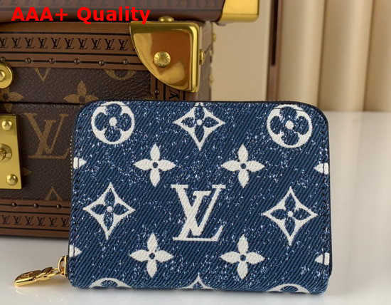 Louis Vuitton Zippy Coin Purse Navy Blue Monogram Jacquard Denim M81185 Replica