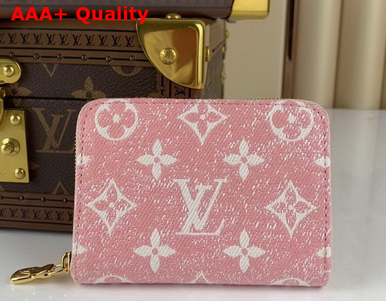 Louis Vuitton Zippy Coin Purse Pink Monogram Jacquard Denim Replica