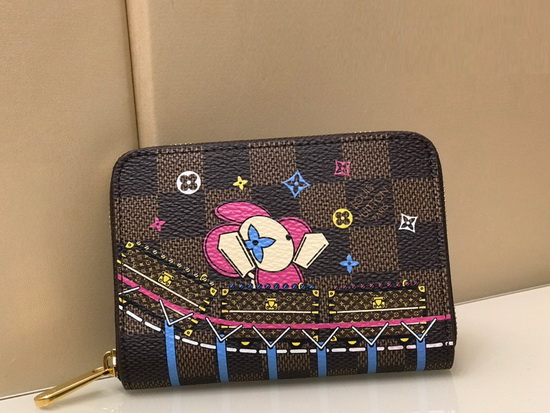 Louis Vuitton Zippy Coin Purse in Damier Ebene Canvas Featuring House Symbols Show Vivienne Enjoying Herself at a Funfair N60404 Replica