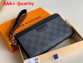 Louis Vuitton Zippy Dragonne Damier Graphite Canvas with Black Leather Trim Replica