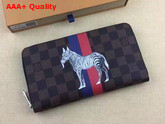 Louis Vuitton Zippy Organizer Damier Ebene Canvas with Zebra Illustration N63342 Replica