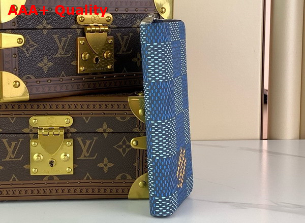 Louis Vuitton Zippy Vertical Wallet Wallet in Blue Damier Heritage Coated Canvas N40676 Replica