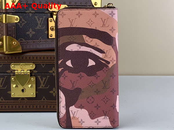 Louis Vuitton Zippy Vertical Wallet in Brown Monogram Coated Canvas and Cowhide Leather Replica