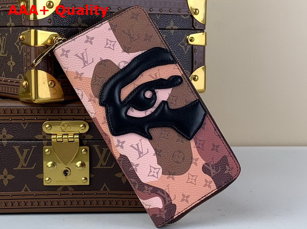 Louis Vuitton Zippy Vertical Wallet in Brown Monogram Coated Canvas and Cowhide Leather Replica