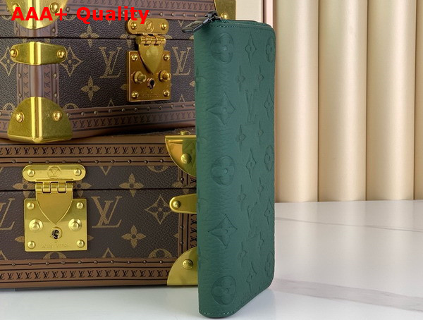 Louis Vuitton Zippy Vertical Wallet in Dark Green Monogram Taurillon Leather Replica