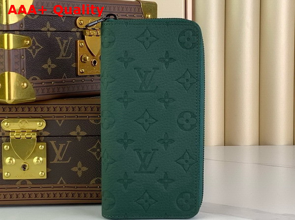 Louis Vuitton Zippy Vertical Wallet in Dark Green Monogram Taurillon Leather Replica