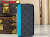 Louis Vuitton Zippy Vertical Wallet in Monogram Eclipse Reverse Coated Canvas Replica