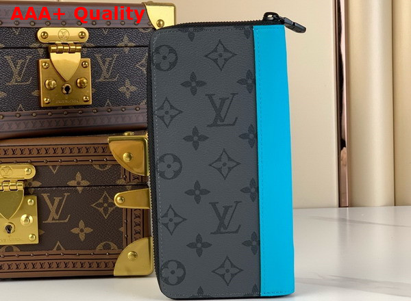 Louis Vuitton Zippy Vertical Wallet in Monogram Eclipse Reverse Coated Canvas Replica