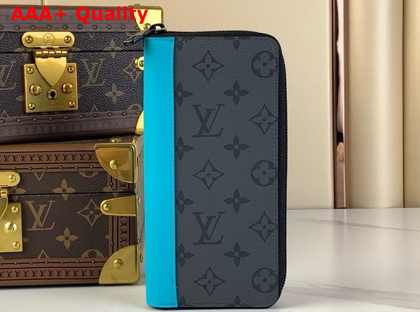 Louis Vuitton Zippy Vertical Wallet in Monogram Eclipse Reverse Coated Canvas Replica