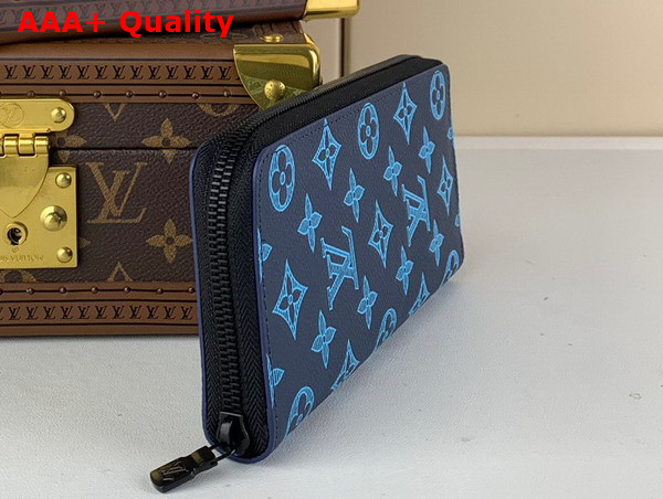 Louis Vuitton Zippy Vertical Wallet in Navy Rive Blue Calf Leather M82322 Replica