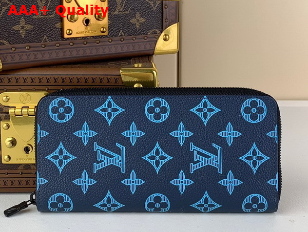 Louis Vuitton Zippy Vertical Wallet in Navy Rive Blue Calf Leather M82322 Replica