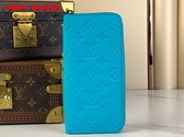 Louis Vuitton Zippy Vertical Wallet in Turquoise Taurillon Embossed Cowhide Leather M69048 Replica