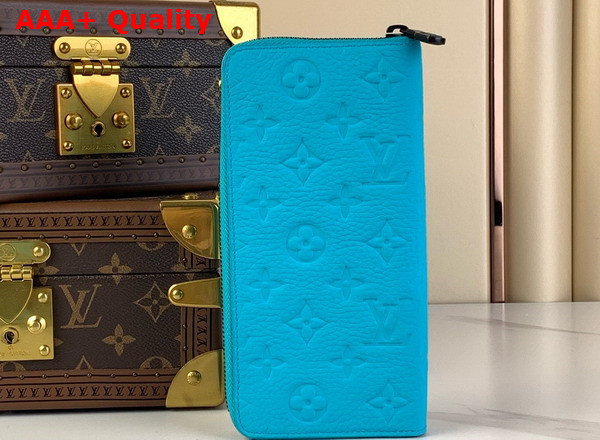 Louis Vuitton Zippy Vertical Wallet in Turquoise Taurillon Embossed Cowhide Leather M69048 Replica