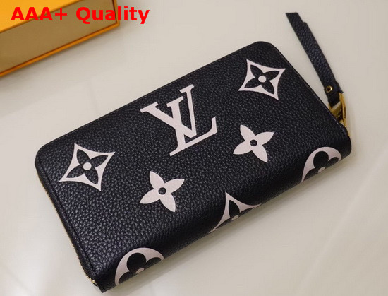 Louis Vuitton Zippy Wallet Black and Cream Monogram Empreinte Leather Replica