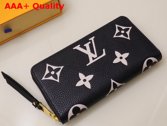 Louis Vuitton Zippy Wallet Black and Cream Monogram Empreinte Leather Replica