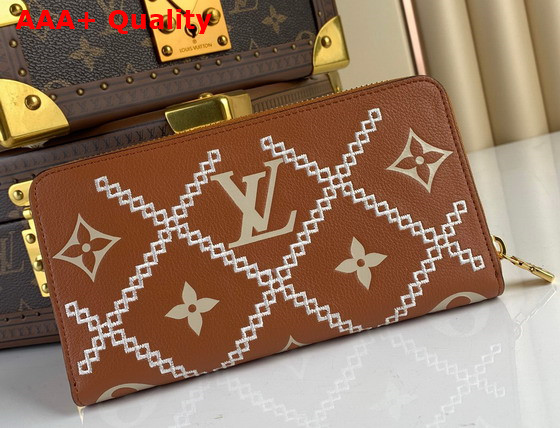 Louis Vuitton Zippy Wallet Brown Monogram Empreinte Embroidered Replica