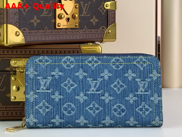 Louis Vuitton Zippy Wallet Denim Blue Monogram Denim M82958 Replica